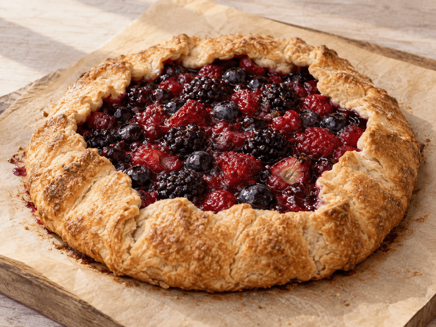 AI illustration of Rustic berry galette